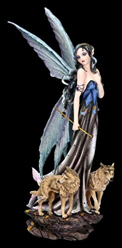 Figuren shop gmbh Elfi Figura Fantasia - Mohammed con Lupi Fata, Fairy, Angelo, Figura-Decorativa, Articolo Decorazione, Statua, Scultura, H 25 CM
