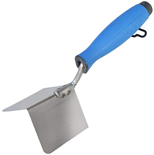 Toolty Stainless Steel Lining, Plastering Trowel - External Corner Trowel - 120x75mm - Rubber Handle - for Brickwork and Plastering - DIY - TLTY-1805
