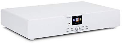 auna Stealth Base - Connect Soundbase, 2 x 15 W + 30 W RMS Power, Internet/DAB + / FM Radio, Bluetooth Function, Control via AirMusic Control App, 2.8” LC Display, USB Port, Line Input - White