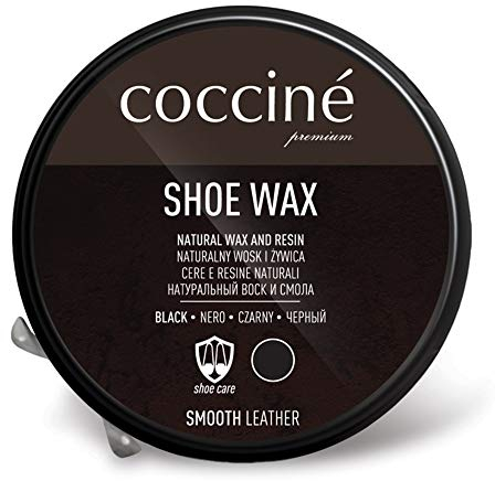Coccine - Schuhcreme Schwarz, Schuhwachs, Lederfett mit Wachs, Imprägnierung Lederbalsam, Einfach Lederpflege, Wirksam Schuhpflege, Schuh Creme Schönem Duft, Shoe Wax - 40g
