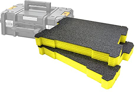 Shadow Foam TSTAK/ProStack Foam Inserts [50mm Yellow Twin Pack] Easy Peel Foam Inserts for DeWalt TSTAK & Stanley ProStack Boxes