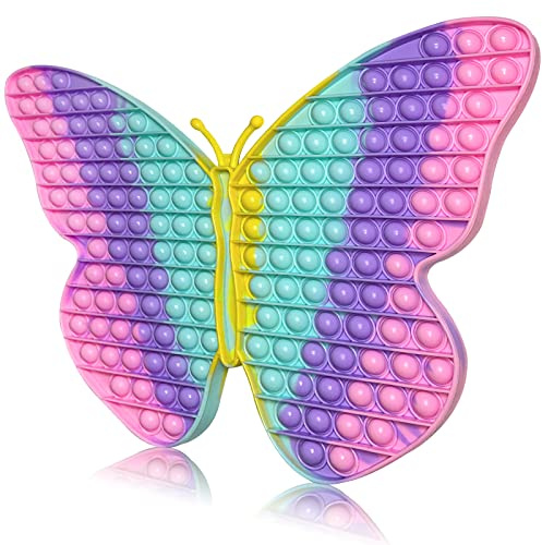 Jumbo Butterfly Pop for Teens Kids Girls, It is 15.75 Inch 162 Bubbles Extra Large Pop Fidget Toys, Giant Butterfly Toy, Huge Big Jumbo Pop Fidget Toy Stress Reliever, Women Girl Gift Christmas