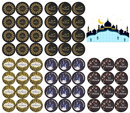 360Stück Eid Mubarak Aufkleber,Muslimischen Ramadan Party Aufkleber Ramadan Mubarak Etiketten Papier Aufkleber Islamisches Party Decor Für Geschenkbeutel Candy Cookie Sweet Box