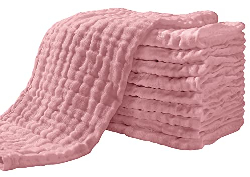 Yoofoss Mullwindeln Spucktücher 10er Stoffwindeln 27x50 cm Mulltücher 6 Lagig Saugstark Waschlappen 100% Baumwolle Tücher Faltwindeln für Baby Aprikose