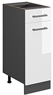 Vicco Küchenunterschrank R-Line, Weiß Hochglanz, 30 cm ohne Arbeitsplatte, zur freien Kombination innerhalb modularer Küchensysteme