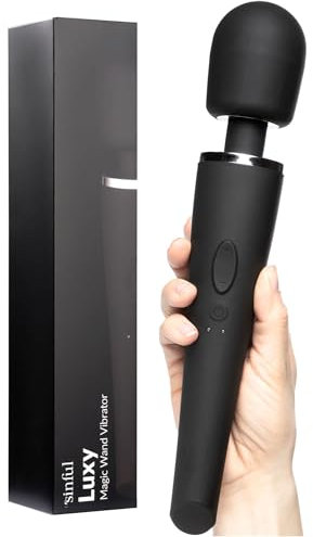 Sinful Sex Wand Vibrator - Luxy Extra Powerful Magic Vibrator Wand - Quiet, Splashproof, Wireless Massage Vibabrator for Women with 10 Vibration Settings Clitoris Stimulator Sex Toy - Black