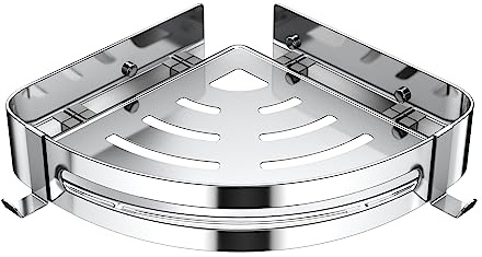 Mensola Doccia Senza Foratura, Mensola Angolare in SUS 304 Acciaio Inox, Triangolare Porta Sapone da Appendere con 2 Ganci, Accessori da Bagno Adesiva, Organizer per Bagno, Cucina (2 Pezzo, Argento)