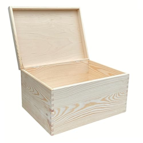 WoodGall Holzkiste mit Deckel 40x30x22cm – Aufbewahrungskiste aus massivem Kiefernholz, natur Holzbox für Haushalt, Deko, Spielzeug & Geschenke