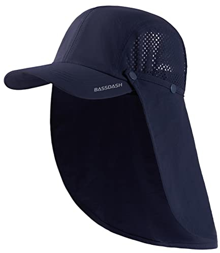 Bassdash UPF 50 + Gorra de Pesca Plegable Gorra de béisbol, con Tapa de Cuello extraíble, portátil, Adecuada para Senderismo de Golf Masculino y Femenino