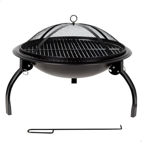 AKTIVE 61114, Brasero Exterior Portátil y Plegable, con Rejilla antichispas, Material Acero, Resistente, Medidas Ø55 x 42 cm, Barbacoa Exterior, Barbacoa Camping