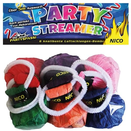 Nico Europe® Party Streamer bunt, 3 Beutel mit insgesamt 18 Luftschlangenbällen