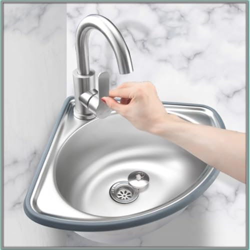 NILZA Evier Exterieur Mural Évier INOX Petit Évier De Cuisine, Lavabo d'angle Commercial Évier De Jardin en 304 Acier INOX, Evier Buande avec Égouttoir (Size : Cold+Hot)