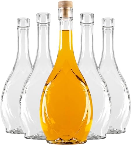 SUPERBUTELKI.PL Glasflaschen 500ml - Weinflaschen Leer 5 Stücke - Glass bottle Mit Korken - Glasflasche Icona - Flaschen zum Befüllen
