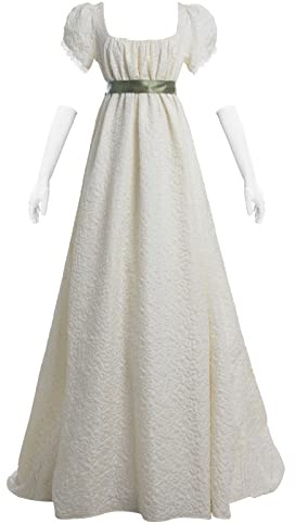 Fiamll Robes victoriennes vintage robe de bal rétro robe de femme robe de demoiselle d'honneur avec gants blancs, beige, L