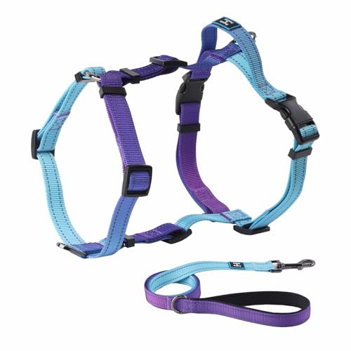 Roses&Poetry Dog Harness and Leash Set for Mediumn Dogs, No Pull Dog Harness Adjustable Reflective, Dog Halter Harnesses Comfort Padded Handle, Pet Harness for Training Outdoor Walking（Gsky-M