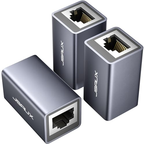 JSAUX Conector de Cable Ethernet de Acoplamiento LAN RJ45 [Paquete de 3] Acoplador Ethernet Adaptador LAN para Cable LAN, Cable de Red, Cable de conexión, acoplador de Red para Cat7, Cat6, Cat5e, Cat