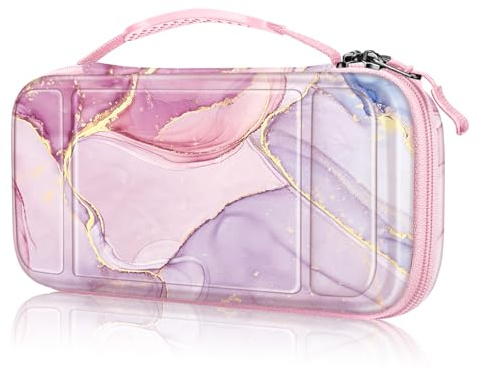 FINTIE Fodral för Nintendo Switch Lite 2019 - bärbar väska EVA-hårt fodral med dragkedja, hållbar väska med anti-chock, härlig marmor