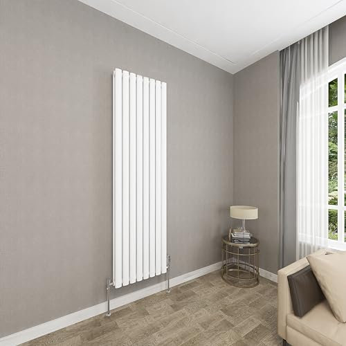 Sky bathroom | 1800x472mm - Modern White Vertical Double Panel Oval Column Radiator Central Heating Designer Radiator