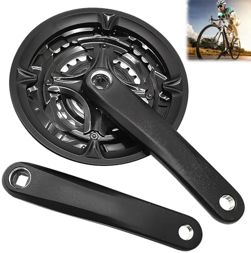 BORDEAG Bielas Cuadradas, 24/34/42T Dientes Bielas MTB, Juego de Bielas para Bicicleta, Bielas para Bicicleta de Montaña 6/7/8 Velocidad