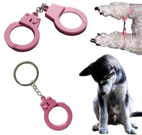 Hund katt handbojor kostym 2-pack mini handbojor set dubbel/enkel manschett designer fest rolig foto rekvisita tillbehör (dubbel/en hand rosa, en storlek)