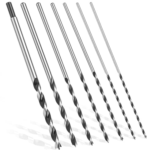 Set di 7 Punte da Trapano per Legno Lunghe 300mm da 4-12 mm, Punte Trapano Muro Ultra Affilate e Precise per Metallo e Plastica