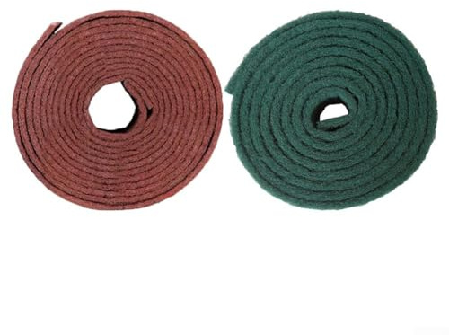 Emery svamp skurdyna, 2-pack, nylon och Emery Scrubber för köksrengöring, grytor, stekpannor och spis, grön och röd (grön 5,7 m x 7 cm)