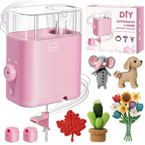 MIAOKE iCord Knitting Machine, for DIY Bracelet, Projects Weaving - Pink