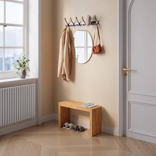[en.casa] Panca da Scarpe per Ingresso Seduta Aggiuntiva per Soggiorno Camera da Letto Panchetta Mobile Porta Oggetti per Bagno Corridoio Spogliatoio in Bambù Naturale 90 x 33 x 43 cm