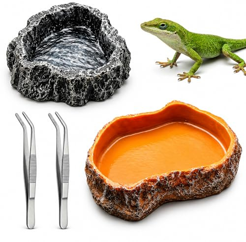 4pcs Tortoise Water Bowl, Reptile Accessories Set, Multi-Reptile Hydration Management with Natural Habitat Integration, Easy Cleaning Maintenance, for Daily Feeding and Hydration Needs