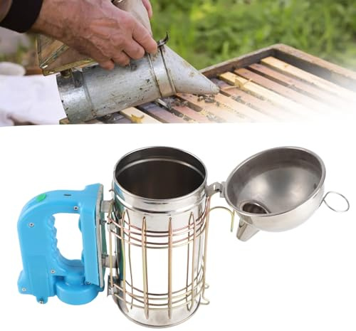 ZAWELIYO Affumicatore per Alveare in Acciaio Inossidabile con Scudo Termico Protettivo Design Ergonomico per Principianti Ed Esperti di Apicoltura 25x25 Cm