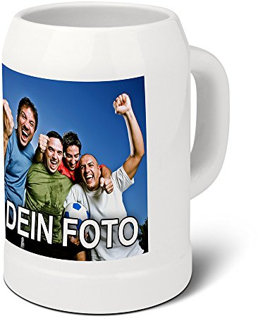 PhotoFancy® - Bierkrug mit Foto Bedrucken - Krug Personalisieren - Humpen mit eigenem Motiv selbst gestalten (Bierkrug 0,5 L)