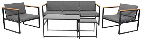 acamp Space Lounge Set 5-teilig Stahl verzinkt pulverbeschichtet mit Polywoood Armlehnen 188 x 80 x 67 cm