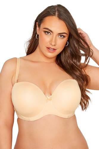 Yours Curve Moulded Underwired Full Cup Multiway Bra with Removable Straps - Women's - Plus Size Curve Nude
