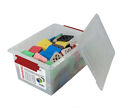 160 x INOVATEC Kunststoff Unterlegplatten 70 x 70 x 2-20 mm Montage Abstandhalter Distanzklotz Plättchen Mix in praktischer wiederverwendbarer Box mit Deckel und Clips