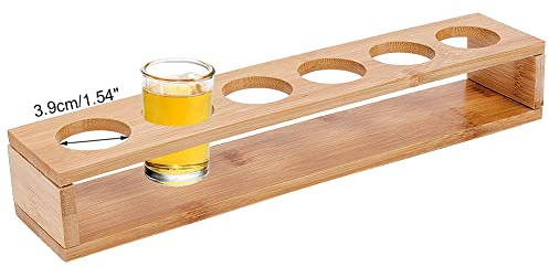 NBEADS 6 supporto per Bicchierini, 39mm Vassoio per Bicchierini In Bambù Vassoio Da Portata Bicchierino per Bicchierini Espositore per Bicchierini Accessori per Feste Bar Club Bar Ufficio Riunione