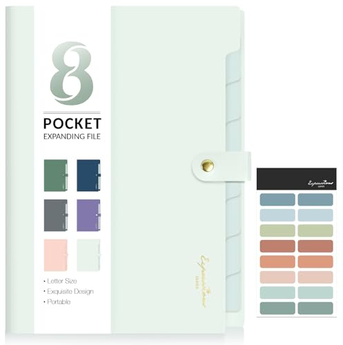 Sooez Elegant Accordion File Organizer, 8 Pocket Expanding File Folder