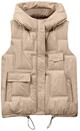 Kswlwccpp Reitweste Damen Glänzend Warm Herbst Gilet Weste Damen-Westen Sport Grün Leicht Ärmellose Weste Daunenweste Kurz Elegant Große Größen Winter Steppweste Ärmellose Jacke