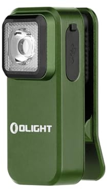 OLIGHT Oclip Linterna ángulo Recto Bicicleta, 300 LM, Luz Blanca y roja (Verde)