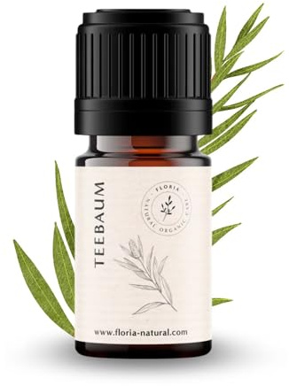 Floria Natural - Albero del tè biologico, 5 ml, olio essenziale naturale al 100%, olio aromatico naturale