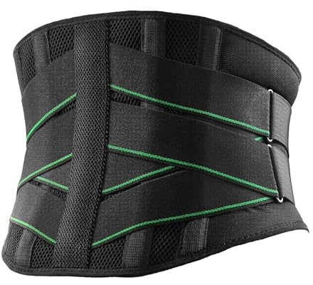 EHIOG Faja Lumbar Hombre y Mujer con 7 varillas de soporte, Doble Ajuste Perfecto en Soporte de Espalda Baja,Corrector de Postura,Cinturon Lumbar para Aliviar Dolor de Espalda,Ciática (L)