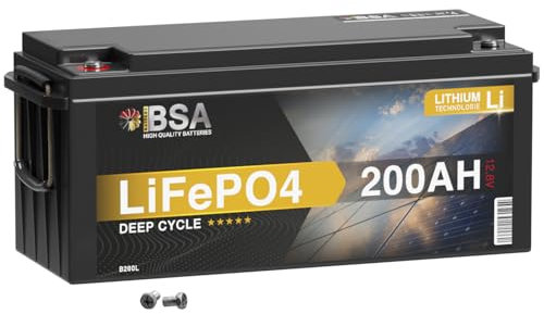 BSA LiFePO4 200Ah 12V Lithium Batterie Solarbatterie inkl. BMS Wohnmobil USV Solar Akku Lithium Eisenphosphat Bootsbatterie