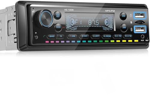 Techschermo Single Din Car Radio Stereo Bluetoorh FM USB Charger AUX TF