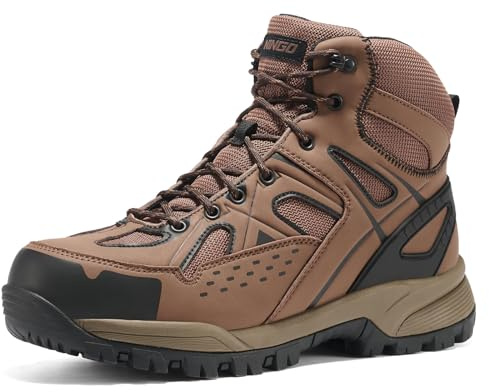 NINGO Arbeitsschuhe Herren, Sicherheitsstiefel Herren, Rutschfest Spaltleder Stahlkappenschuhe, EH-Schutz Sicherheitsschuhe mit Wasserdichtem Innenfutter für Industrie Lager