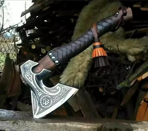 Handgjord viking yxa Wurfaxt Spaltaxt presenter för män – träbearbetningsverktyg – vikingapresent – Tomahawk skägg-yxa – smidd kolstål