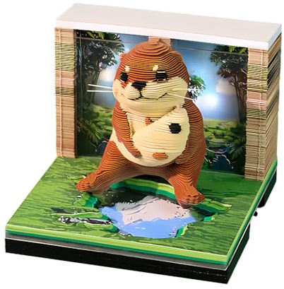 Calendrier 3D 2026, calendrier 2026, en forme de loutre, à déchirer, bloc-notes 3D autocollants, pour Thanksgiving, Noël, pendaison de crémaillère, bureau, décoration de bureau