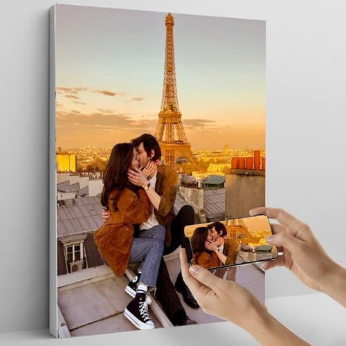 Cristal Plaque - Lienzo Personalizado con 1 Foto en Bastidor de Madera | Cuadro Decorativo Moderno para Salón o Dormitorio | Regalo para Parejas, Aniversario, San Valentín | 30 x 40 cm