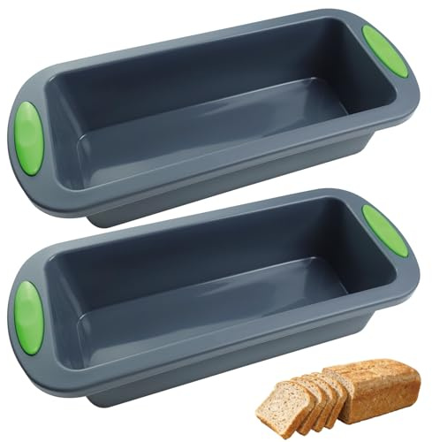 BMZXCH 2 Piezas Molde Bizcocho Rectangular Antiadherente Silicona Rectangular Bizcocho Horno Reposteria para Pan Silicona para Pasteles Panes Tostadas (28 x 12 x 6,3 cm)