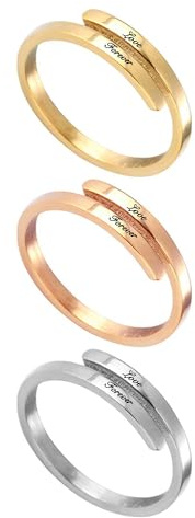 Svyqwmz Anillo personalizado con nombre para mujer y hombre, anillo de compromiso personalizado para ella, anillos parejas con nombre grabado, regalo ajustable de boda o cumpleaños novia o amiga