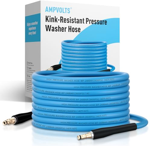 Ampvolts 10M Kink-Resistant Pressure Washer Hose – 248Bar / 3600 PSI, 2026 Upgraded Replacement Hose for Karcher K2 K3 K4 K5 K6 K7 Series, All-Weather, Blue