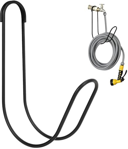 Portatubo da Giardino, Porta Canna Acqua Giardinos, Gancio per Tubo da Giardino in Acciaio, Supporto per Tubo da Giardinos Nero per Giardino Cortile Garage